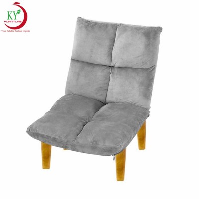 JKY Furniture Fabric AdjustableTatami Bedroom Balcony Folding Floor Recliner  Lounge Chair with Wooden Leg