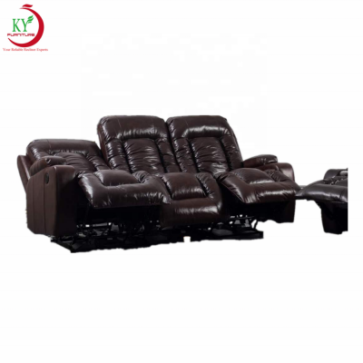 JKY Furniture Leather Comfortable Adjustable Manual Home Theater Recliner Sofa Set