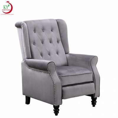 JKY Furniture Classic Design Holland Velvet Fabric Adjustable Push Back Recliner Chair